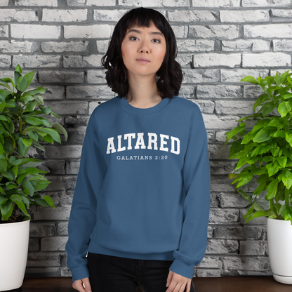 ALTARed Collegiate Style Unisex Sweatshirt with White Letters