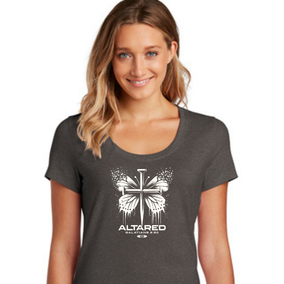 Butterfly &amp; Nails Ladies Cut Cross Tee