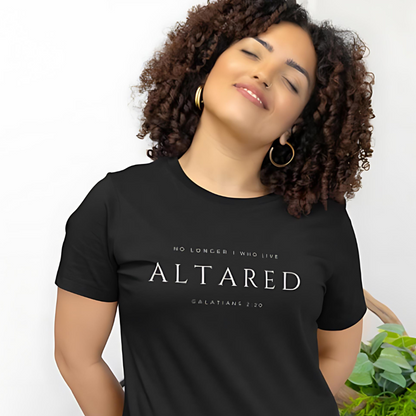 No Longer I Who Live - Thin Letter Christian T-Shirt | ALTARed Life Apparel