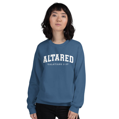 ALTARed Collegiate Style Unisex Sweatshirt with White Letters