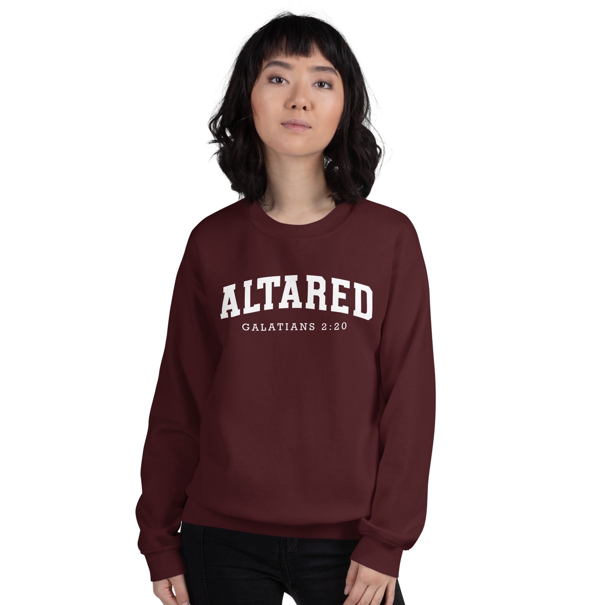 ALTARed Collegiate Style Unisex Sweatshirt with White Letters