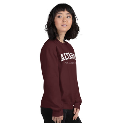 ALTARed Collegiate Style Unisex Sweatshirt with White Letters