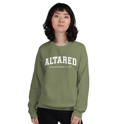 ALTARed Collegiate Style Unisex Sweatshirt with White Letters