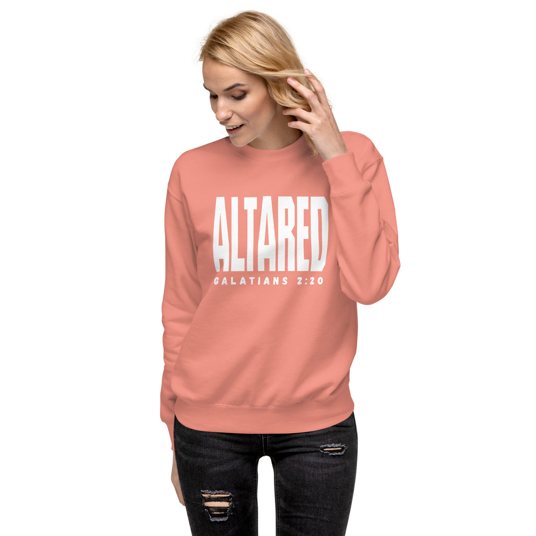 ALTARed Big White Letter Christian Sweatshirt for Women