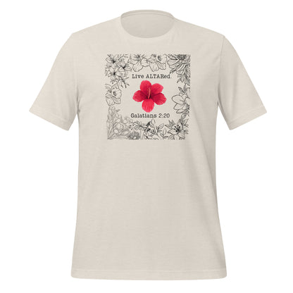 Live ALTARed Red Flower Womens Christian Tshirt