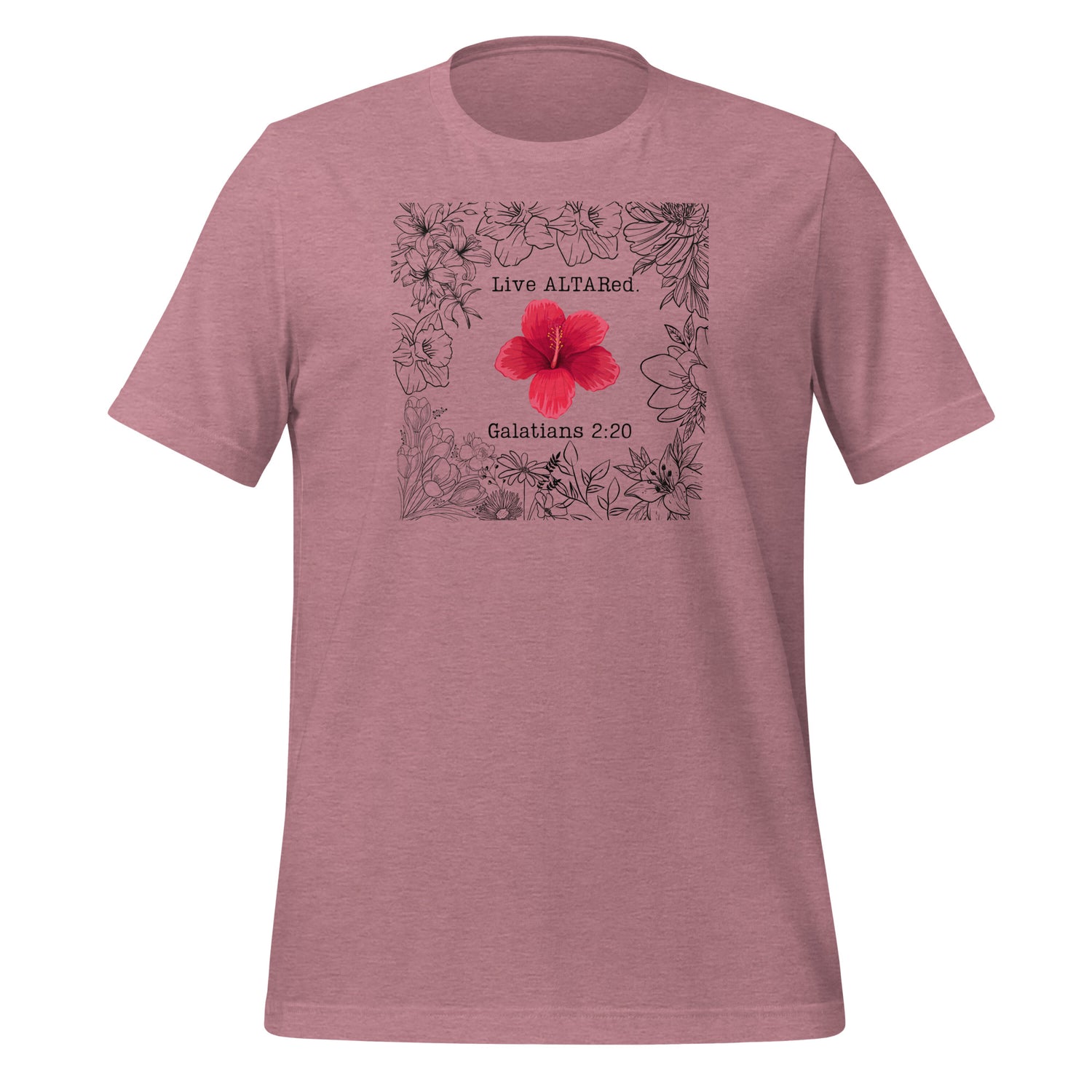 Live ALTARed Red Flower Womens Christian Tshirt