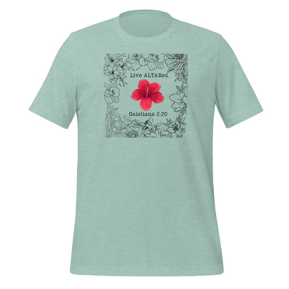 Live ALTARed Red Flower Womens Christian Tshirt