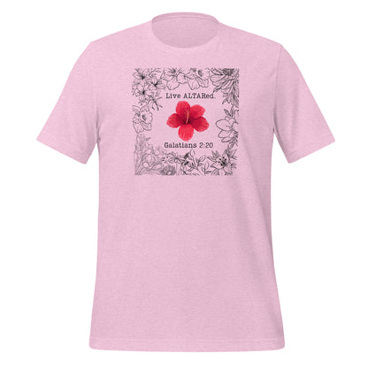 Live ALTARed Red Flower Womens Christian Tshirt