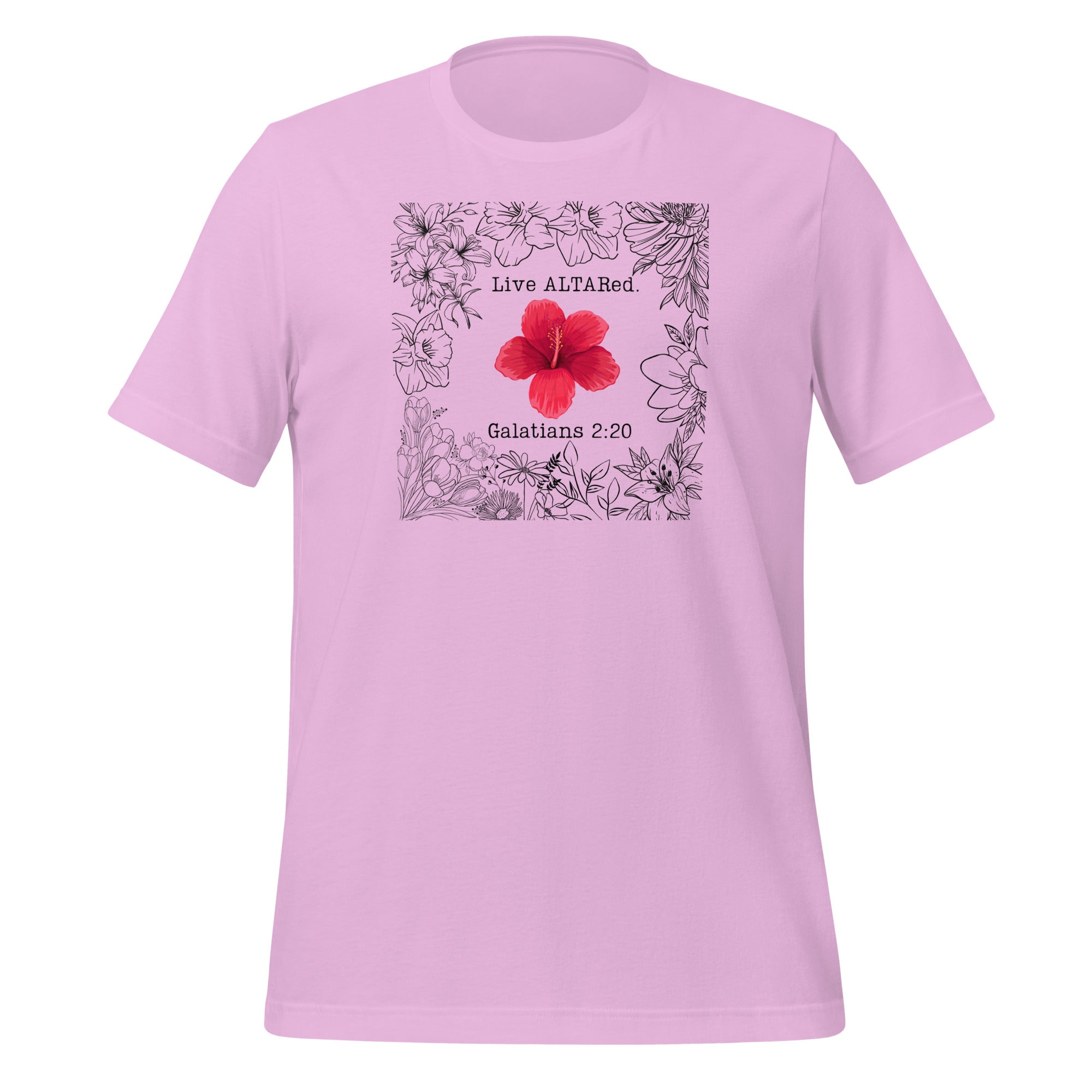 Live ALTARed Red Flower Womens Christian Tshirt