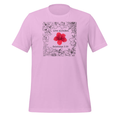 Live ALTARed Red Flower Womens Christian Tshirt