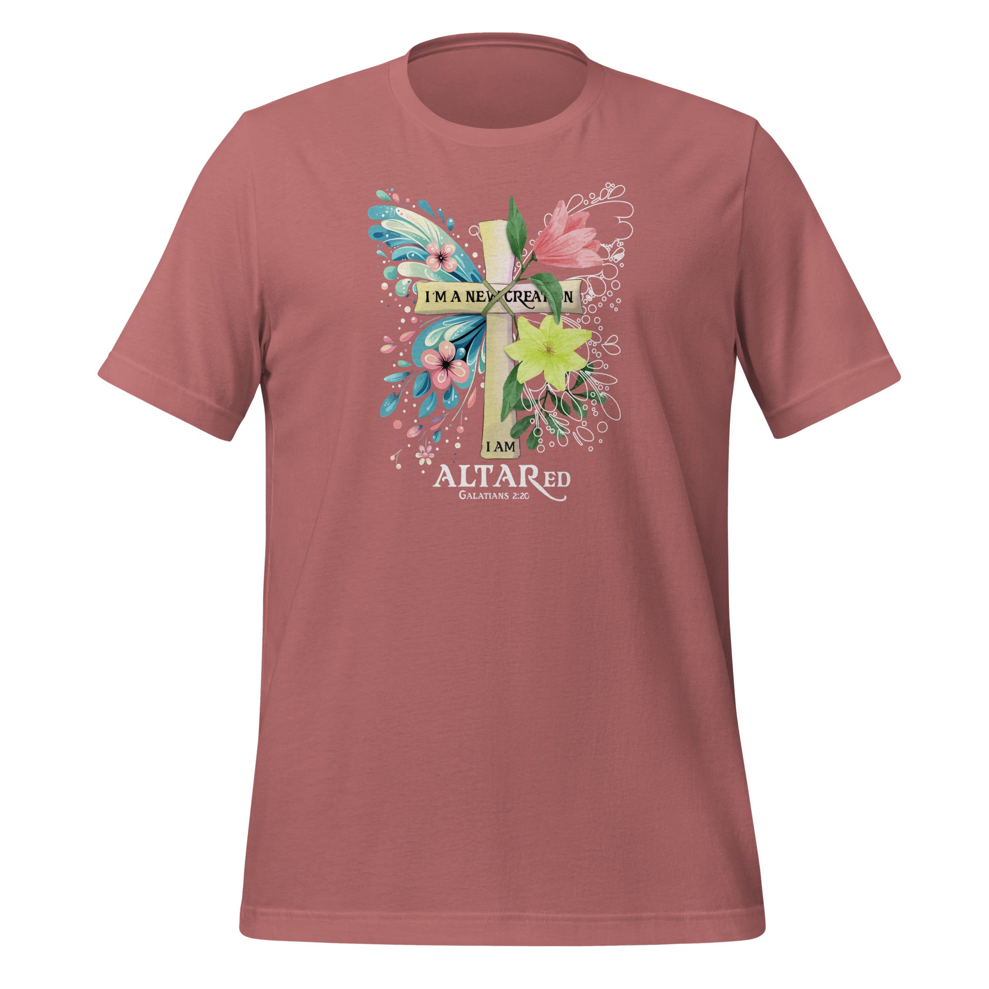 New Creation Floral Butterfly Womens Christian Tshirt