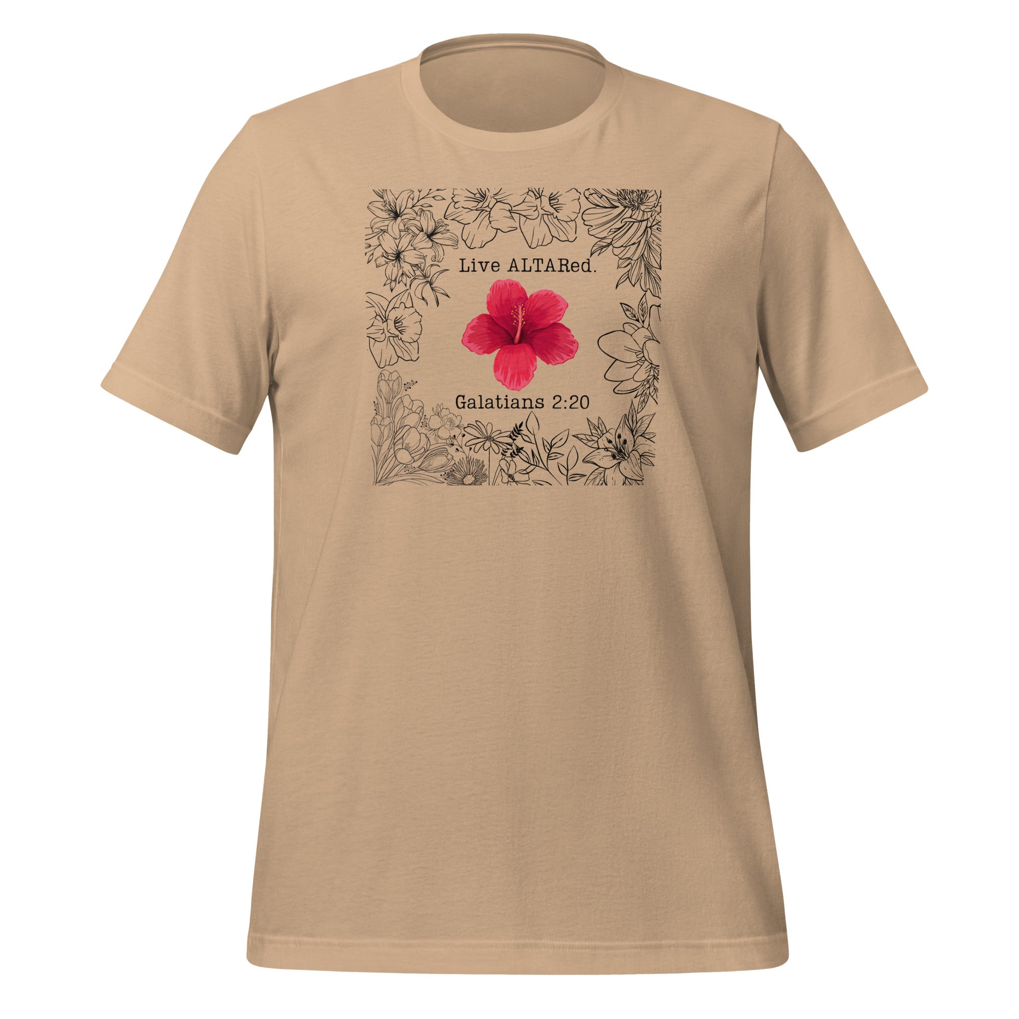 Live ALTARed Red Flower Womens Christian Tshirt